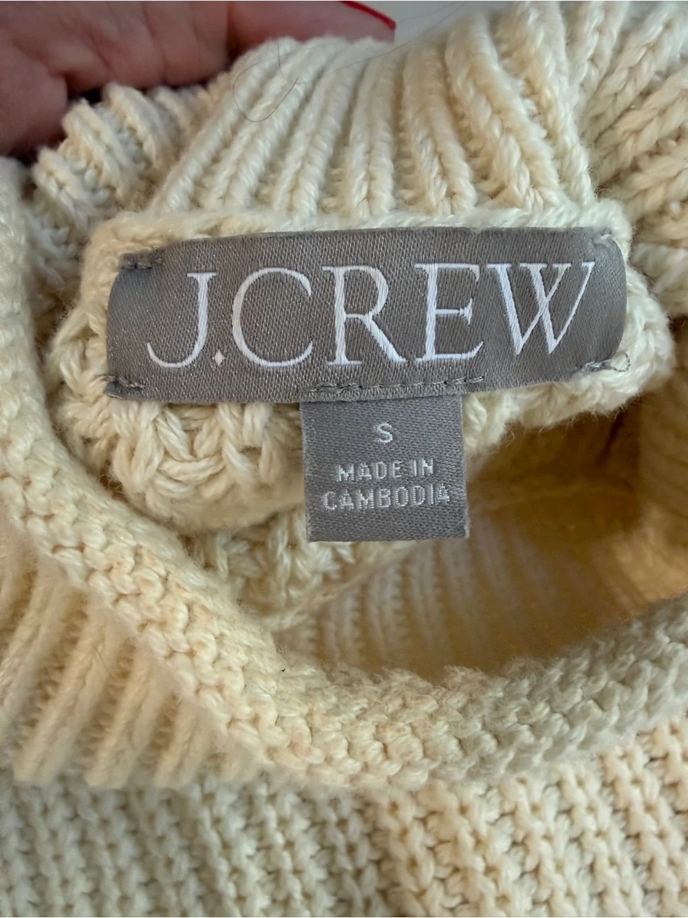 J.Crew 100% Cotton Chunky Mock Neck Sweater | Ivory Cream | Size Small